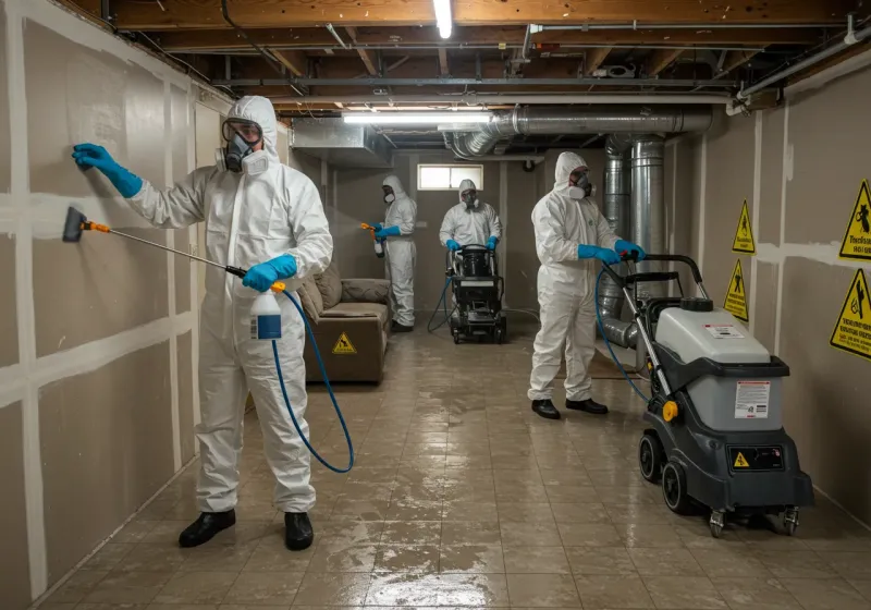 Basement Moisture Removal and Structural Drying process in South Gastonia, NC